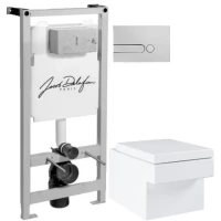 Комплект подвесной унитаз Grohe Cube Ceramic 3924400H + 39488000 + система инсталляции Jacob Delafon E5504-NF + E4326-CP