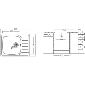Изображение товара кухонная мойка полированная сталь ukinox гранд grp650.500 -gt8k 2l