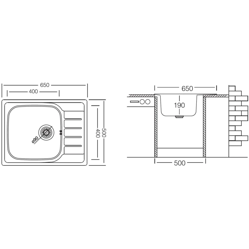 Кухонная мойка полированная сталь Ukinox Гранд GRP650.500 -GT8K 2L
