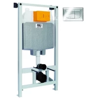 Инсталляция для унитаза OLI 74 River 09262OLM с кнопкой смыва, хром