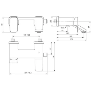 Изображение товара смеситель для ванны ideal standard tonic ii a6338aa