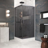 Душевой уголок Vegas Glass ZA Protec h1900 80 06 07 80x80 см, профиль оружейная сталь матовый, стекло графитовое