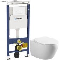 Комплект подвесной унитаз Art&Max Elegant AM9316CHR/SC + система инсталляции Geberit 458.125.11.1