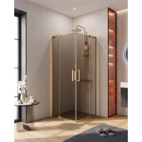 Душевой уголок Cezares Slider SLIDER-A-2-70/80-BR-BORO 70-80x70-80 см, профиль золотой матовый, стекло бронза
