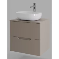 Тумба с раковиной Orange Line Li-60TuLMDF+B05-480W 60,2 см, подвесная, со столешницей, латте матовый