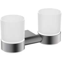 Стакан для зубных щеток Timo Luiro 18534/18 двойной, настенный, вороненая сталь