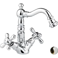 Смеситель для биде Emmevi Deco Old 12614/BO с донным клапаном, золотой/белый