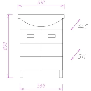 Изображение товара комплект мебели белый глянец 61 см onika балтика 106040 + 1wh110246 + 205816