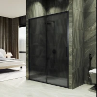 Душевая дверь MaybahGlass MGD-1287-6 100 см, профиль черный матовый, стекло графитовое матовое
