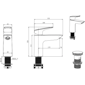 Изображение товара смеситель для раковины с донным клапаном aquatek вега aq1011mb
