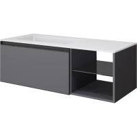 Тумба с раковиной Armadi Art Quatro Antracite 790-M6-120-A-A + 793-120-W-A 121 см L, подвесная, антрацит матовый