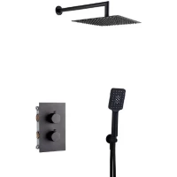 Душевой комплект AQG Alpha 19ALTEC22705 250 мм, с термостатом, черный матовый