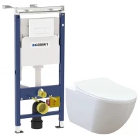 Комплект подвесной унитаз Creavit Free FE322-11CB00E-0000 + KC0903.02.0000E + система инсталляции Geberit 458.125.11.1