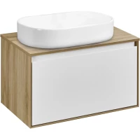Тумба с раковиной дуб эльвезия/белый глянец 69 см Акватон Либерти 1A2798K3LYC70