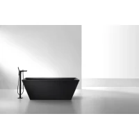 Ванна из литьевого мрамора Abber Berlin AM9912B 170x75 см, отдельностоящая, черный матовый