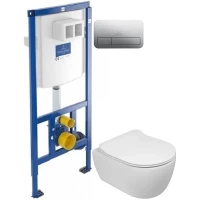 Комплект подвесной унитаз SSWW CT2038V + система инсталляции Villeroy & Boch 92246100 + 92249061