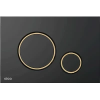 Кнопка смыва AlcaPlast M778-5 для инсталляции, черный матовый/золотой/черный матовый