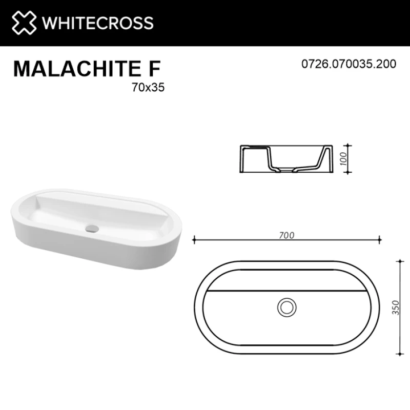 Раковина 70x35 см Whitecross Malachite F 0726.070035.200