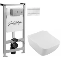 Комплект подвесной унитаз Villeroy & Boch Venticello 4611RSR1 + система инсталляции Jacob Delafon + E5504-NF+ E4316-00