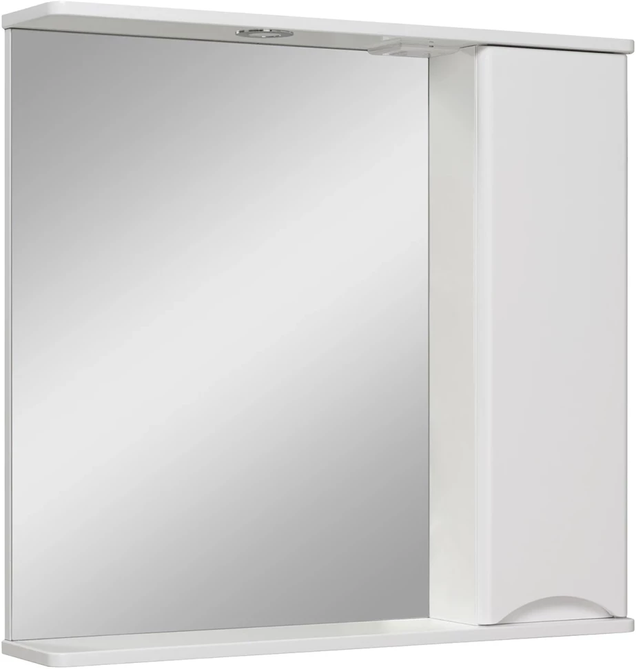 Зеркальный шкаф 80x75 см белый R Runo Афина 00-00001172 зеркальный шкаф runo афина 80х75 правый белый 00 00001172