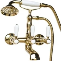 Смеситель для ванны Magliezza Bianco 50105-4-do с душевым гарнитуром, золотой