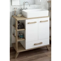 Тумба белый матовый/вяз швейцарский 80 см Sanflor Ингрид C000005876