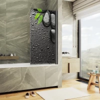 Шторка на ванну MaybahGlass MGV-929-ФП006-6 70 см R, профиль черный матовый, стекло фотопечать