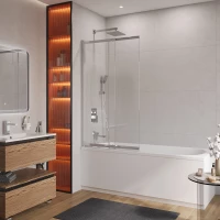 Шторка на ванну Cezares Slider SLIDER-VF-11-90/150-C-Cr 89 см, профиль хром, стекло прозрачное