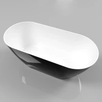 Ванна из литьевого мрамора Whitecross Coral A 0213.165075.10100 165x75 см, отдельностоящая, белый глянец/черный глянец