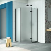 Душевой уголок Vegas Glass AFA-Pen Retta 100 02M 10 R 100x100 см R, профиль черный матовый, стекло сатин