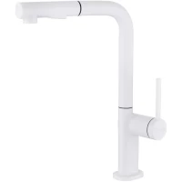 Смеситель для кухни Paulmark Neo Ne214419-WH с выдвижным изливом, белый матовый