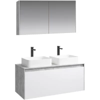 Комплект мебели бетон светлый/белый глянец 120 см Aqwella 5 Stars Mobi MOB0112BS + MOB0712W + 4640021064269 + 4640021064269 + MOB0412 + MOB0717BS