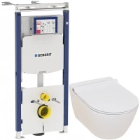 Комплект подвесной унитаз Serel Smart SM25SL + система инсталляции Geberit 111.362.00.5