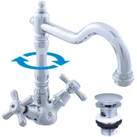 Смеситель для раковины Rav Slezak Morava Retro MK121.5/8 с донным клапаном, хром