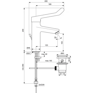 Изображение товара смеситель для раковины с донным клапаном ideal standard ceraplus 2.0 bc105aa