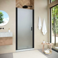 Душевая дверь Vegas Glass EP NOVO h2000 65 02M 10 65 см, профиль черный матовый, стекло сатин