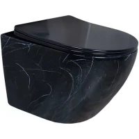 Унитаз подвесной GID Bs2198 безободковый, с сиденьем микролифт, черный мрамор