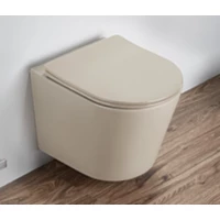 Унитаз подвесной CeramaLux B2330-4MC безободковый, с сиденьем микролифт, капучино матовый