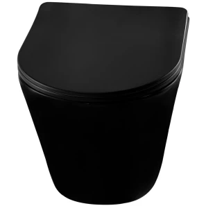 Изображение товара подвесной безободковый унитаз с сиденьем микролифт abber bequem ac1102mb                 