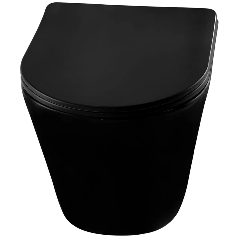 Унитаз подвесной Abber Bequem AC1102MB безободковый, с сиденьем микролифт, черный матовый