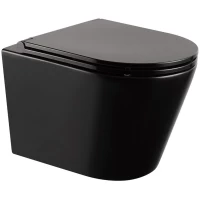 Унитаз подвесной Abber Bequem AC1102MB безободковый, с сиденьем микролифт, черный матовый