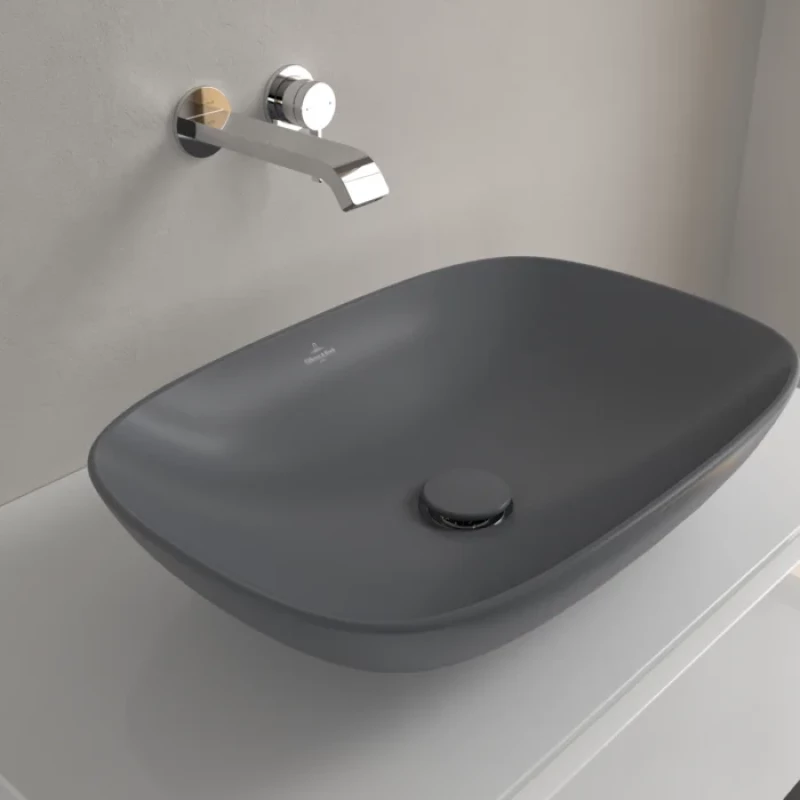 Раковина Villeroy & Boch Loop & Friends 4A4901I4 56x38 см, накладная, графит матовый Раковина Villeroy & Boch Loop & Friends 4A4901I4 56x38 см, накладная, графит матовый