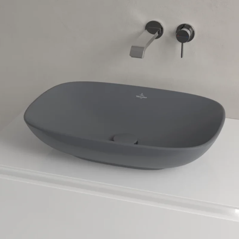 Раковина Villeroy & Boch Loop & Friends 4A4901I4 56x38 см, накладная, графит матовый Раковина Villeroy & Boch Loop & Friends 4A4901I4 56x38 см, накладная, графит матовый