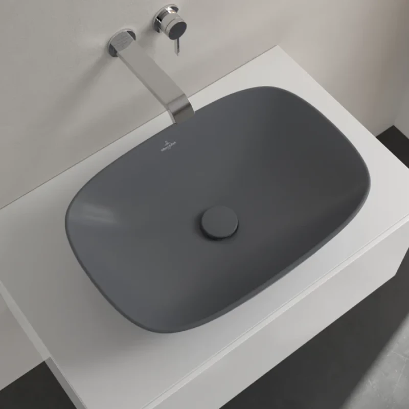 Раковина Villeroy & Boch Loop & Friends 4A4901I4 56x38 см, накладная, графит матовый Раковина Villeroy & Boch Loop & Friends 4A4901I4 56x38 см, накладная, графит матовый