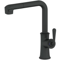 Смеситель для кухни Wonzon & Woghand WW-88439008A-MB с выдвижным изливом, черный матовый