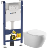 Комплект подвесной унитаз Art&Max Elegant AM9316CHR/SC + система инсталляции Geberit 458.124.21.1