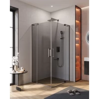 Душевой уголок Cezares Slider SLIDER-AH-2-70/80-80/90-GRIGIO-GM 80-90x70-80 см, профиль оружейная сталь матовый, стекло графитовое