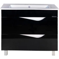 Тумба с раковиной черный глянец/белый глянец 106,5 см Bellezza Эйфория 4639118660040 + 4640021064740