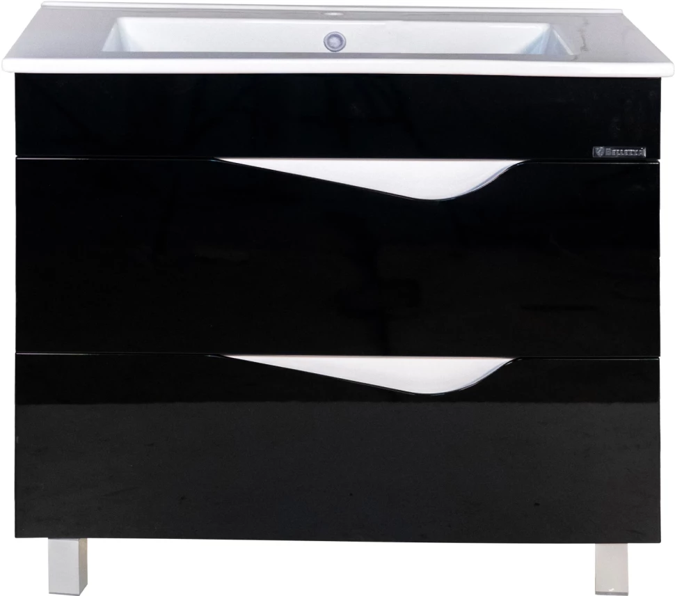 

Тумба с раковиной черный глянец/белый глянец 106,5 см Bellezza Эйфория 4639118660040 + 4640021064740