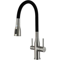 Смеситель для кухни Gappo G4399-65 с подключением к фильтру, гибким изливом, сатин